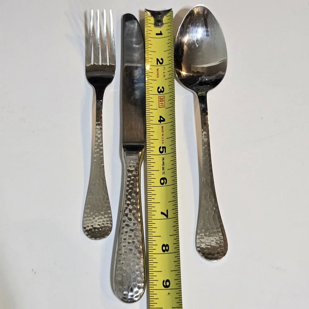 8 Wallace Continental Hammered 18/10 Stainless Steel Flatware Salad Forks Spoon